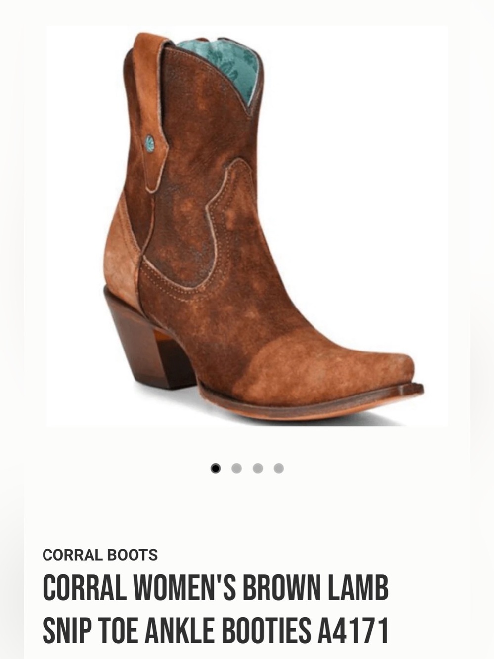 Corral Brown Suede Western Ankle Bootie